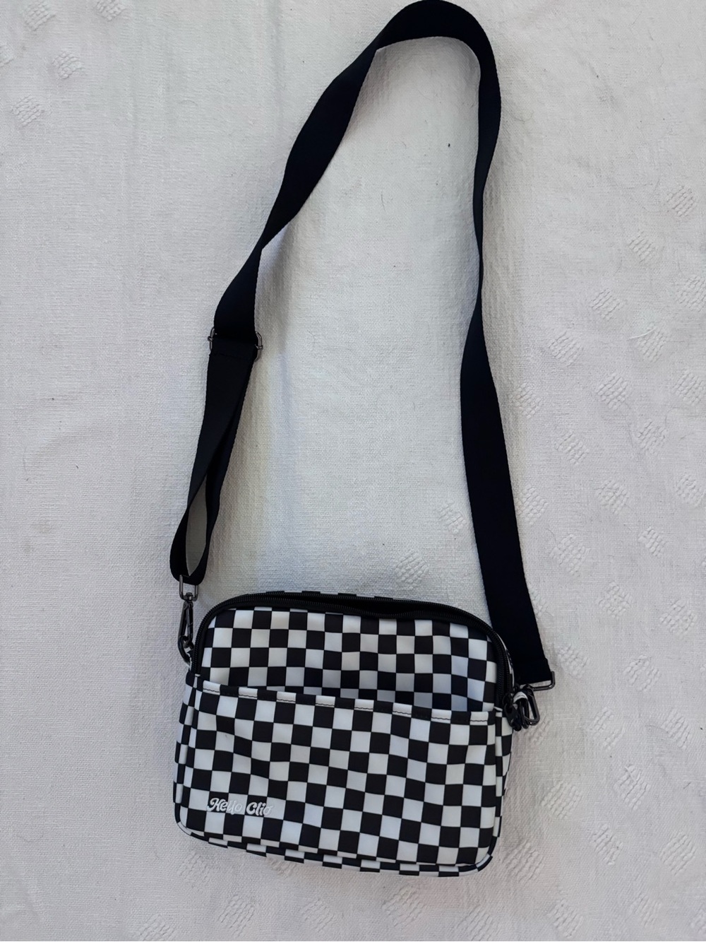 Hello Clio checkered cross body purse